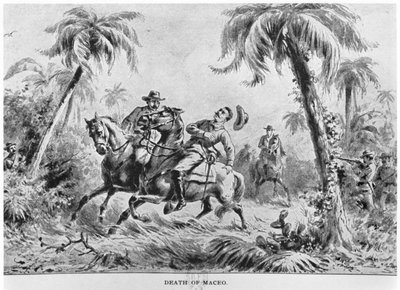 Śmierć Antonio Maceo (1845-96), ilustracja z The Story of Cuba Murata Halsteada, opublikowana w 1898 autorstwa American School