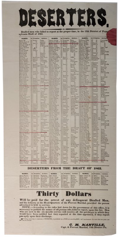 Dezerterzy, 1863 autorstwa American School