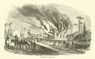Niszczenie linii kolejowych, kwiecień 1863 autorstwa American School