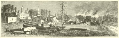 Zniszczenie magazynów, budynków użyteczności publicznej i manufaktur w Atlancie, listopad 1864 r. autorstwa American School