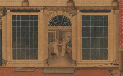 Szczegół sklepu i magazynu Duncana Phyfe na Fulton Street w Nowym Jorku, ok. 1816-1817 (akwarela, długopis i atrament na papierze) autorstwa American School