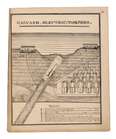 Schemat elektrycznej torpedy Galvano firmy Rains (pióro i tusz na papierze) autorstwa American School