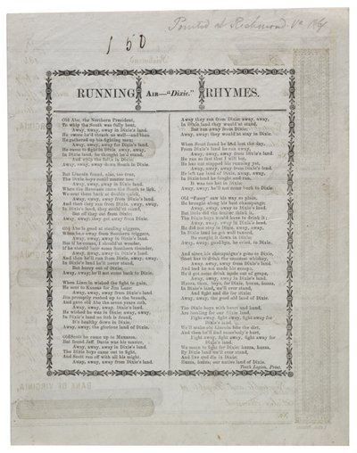 Dixie wydrukowany na odwrocie czeków, 1861 autorstwa American School