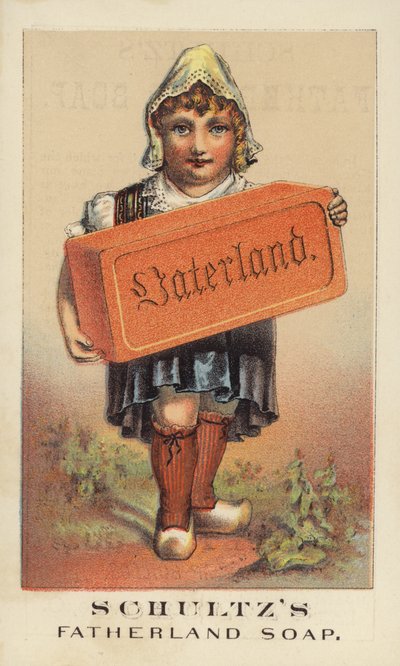Holenderska dziewczyna trzymająca gigantyczną kostkę mydła autorstwa American School