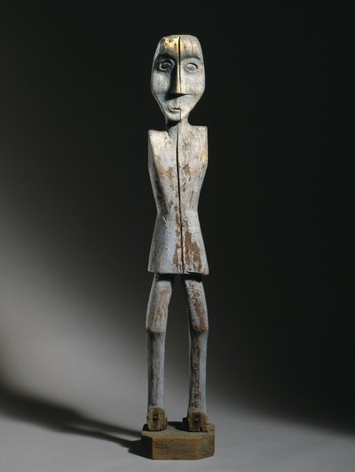Figura kubełkowa, Chippewa, koniec XIX w. (drewno, żelazne gwoździe i pigment) autorstwa American School