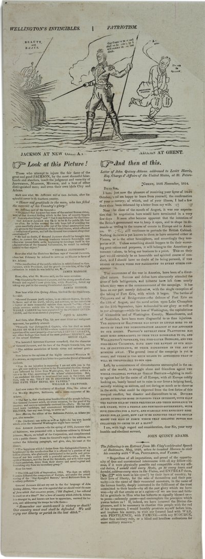Plakat wyborczy z wybitnymi Amerykanami, 1828 autorstwa American School