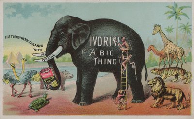 Słoń reklamujący mydło Ivorine autorstwa American School