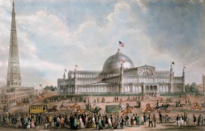 Widok zewnętrzny nowojorskiego Crystal Palace, 1853 autorstwa American School
