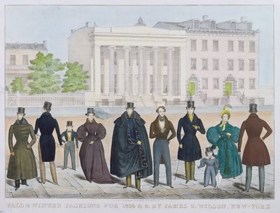 Moda jesienno-zimowa na lata 1835 i 1836 autorstwa Jamesa Wilsona, Nowy Jork autorstwa American School