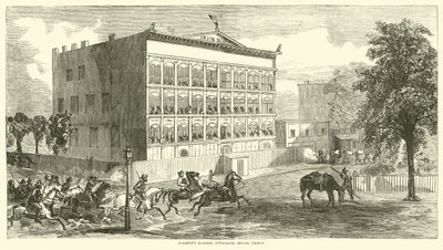 Najeźdźcy z lasu atakujący więzienie w Irving, sierpień 1864 r. autorstwa American School