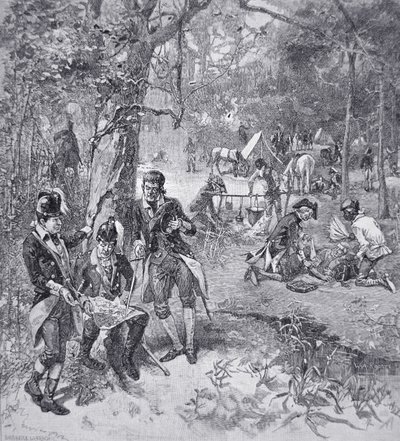 Generał Francis Marion w obozie (lito) autorstwa American School