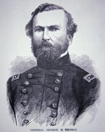 Generał George H. Thomas (1816-70) (grawerowanie) autorstwa American School