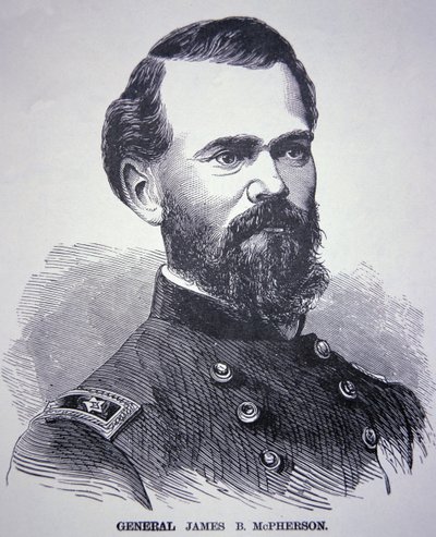 Generał James Birdseye McPherson (1828-64) (grawerowanie) autorstwa American School