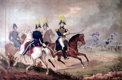 Generał William Henry Harrison (1773-1841) i sztab w bitwie nad Tamizą w 1813 r. autorstwa American School