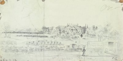 Ogólny widok na zakończenie bitwy, ze szkicowników wojny secesyjnej autorstwa American School