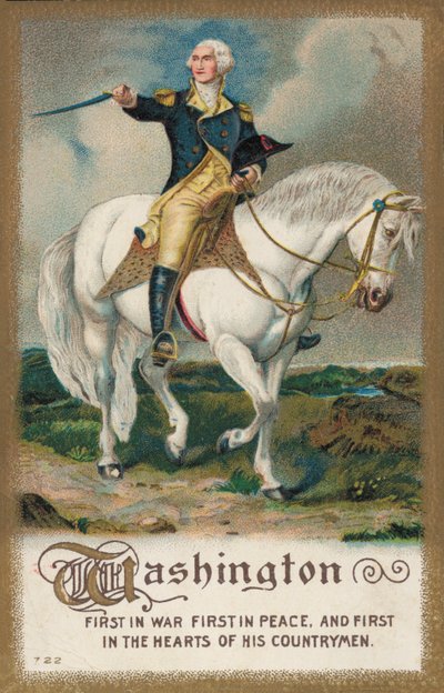 George Washington, na białym koniu (kolor lito) autorstwa American School