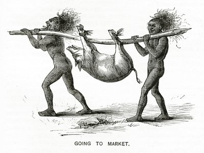 Idąc na targ, ilustracja z Appletons Journal, 4 maja 1872 r. autorstwa American School