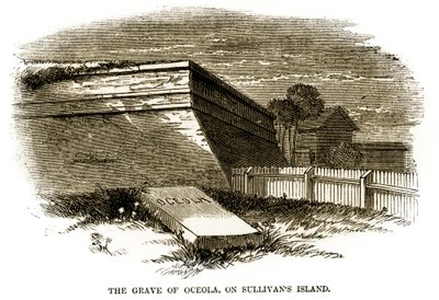 Grób wodza Seminole Osceola, który pojawił się obok północno-zachodniego bastionu Fort Moultrie w 1860 roku, tuż przed wojną secesyjną autorstwa American School