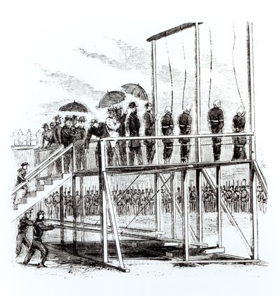 Powieszenie spiskowców zamachu na Lincolna, 7 lipca 1865 r autorstwa American School