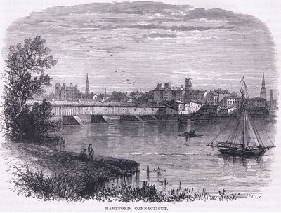Hartford, Connecticut (1664), ilustracja z Historii Cassella w pubie Stanów Zjednoczonych. przez Pettera i Galpina c.1890 (lito) autorstwa American School