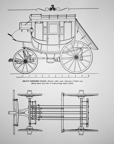 Ciężki dyliżans Concord z 1890 r. (Grawerowanie) autorstwa American School