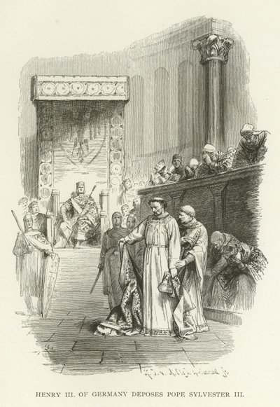 Henryk III Niemiec obala papieża Sylwestra III autorstwa American School