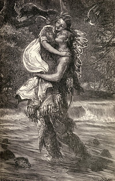 Hiawatha i Minnehaha, ilustracja z wiersza "Hiawatha" Henry
