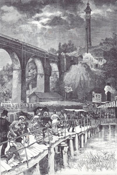 Wysoki most przez rzekę Harlem, niosący świeżą wodę z hrabstwa Westchester do zbiornika Central Parku autorstwa American School