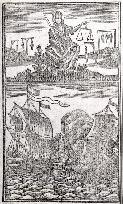 Historia i życie wszystkich najbardziej znanych piratów i ich załóg, strona frontowa, Londyn, 1725 autorstwa American School