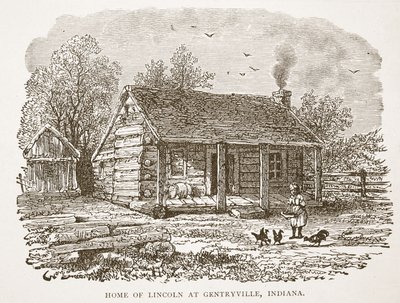 Dom Lincolna w Gentryville w stanie Indiana, z pubu z książkami. 1896 autorstwa American School