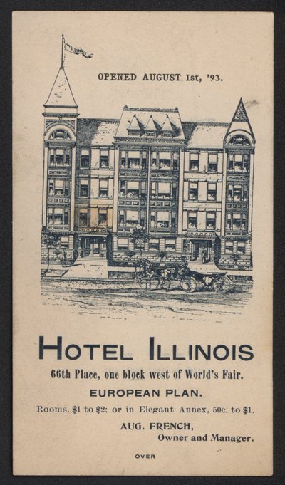 Karta Hotelowa (kolorowy grawer) autorstwa American School