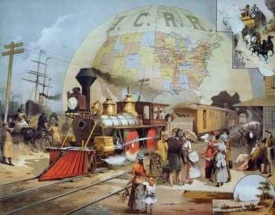 Illinois Central Railroad, c.1886 (kolor lito) autorstwa American School