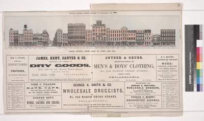 Ilustracja z Baxters Panoramic Business Directory of Philadelphia, 1860 r. autorstwa American School