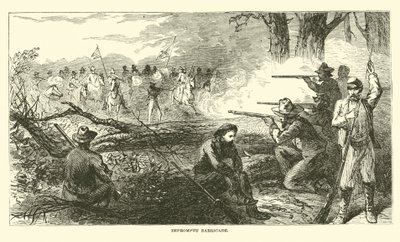Zaimprowizowana barykada, lipiec 1863 autorstwa American School