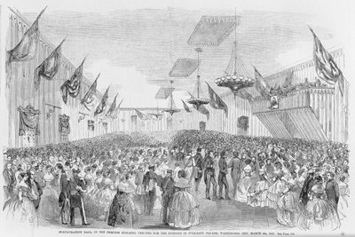 Bal inauguracyjny, wydrukowany w Frank Leslies Illustrated Newspaper, 21 marca 1857 r. autorstwa American School