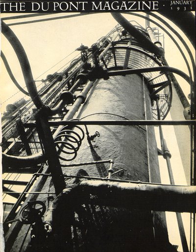Zakład przemysłowy, przednia okładka magazynu DuPont, styczeń 1931 autorstwa American School