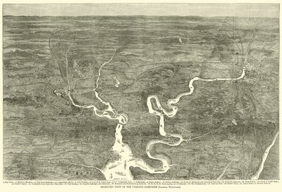 Widok izometryczny kampanii w Wirginii, Patrząc na zachód, czerwiec 1864 r. autorstwa American School