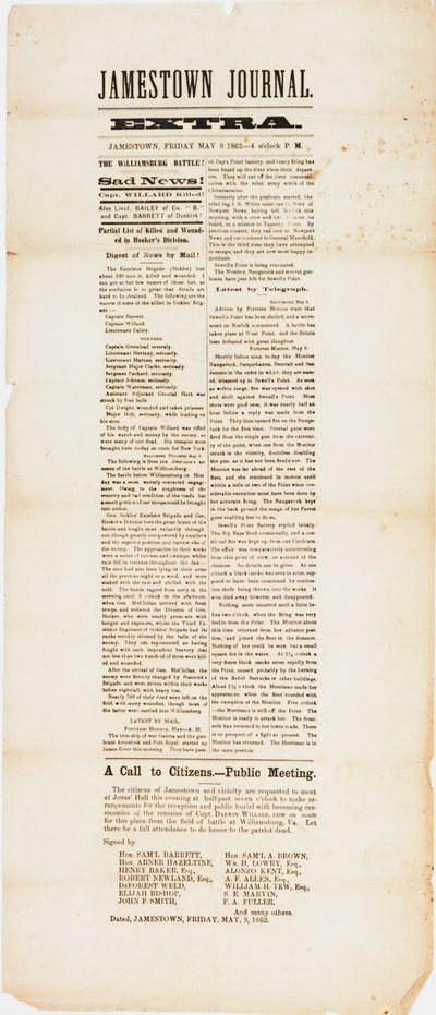 Dodatkowy dziennik Jamestown, 9 maja 1862 r autorstwa American School