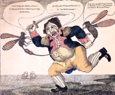 John Bull ukąszony do agonii przez Osę i Horneta, c.1813 autorstwa American School