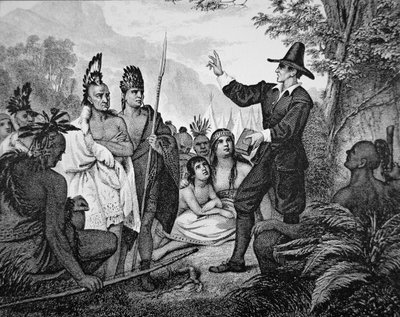John Eliot (1604-90) (litografia) autorstwa American School