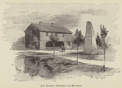 Miejsce urodzenia i pomnik Johna Ericssona (rycina) autorstwa American School