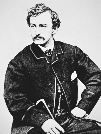 John Wilkes Booth (1838-65) zabójca Abrahama Lincolna (zdjęcie czarno-białe) autorstwa American School