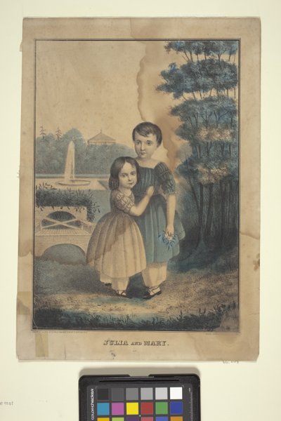 Julia i Mary (litografia ręcznie kolorowana) autorstwa American School