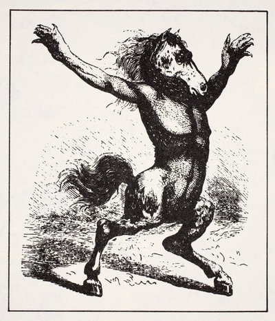 Kelpie Water Demon, ze Światowego przewodnika po gnomach, wróżkach, elfach i innych małych ludziach Thomasa Keightleya (1789-1872) Opublikowane 1880, (Grawerowanie BW) autorstwa American School