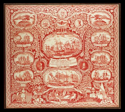 Chustka upamiętniająca zwycięstwa wojny 1812 r., ok. 1815 r. (bawełna) autorstwa American School