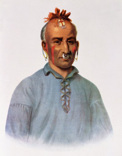 Kish-Kal-Wa, wódz Shawnee, ilustracja z „The Indian Tribes of North America, Vol.1”, Thomasa L. McKenneya i Jamesa Halla, wyd. przez Johna Granta autorstwa American School