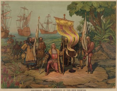 Kolumb ląduje na wyspie San Salvador 12 października 1492 roku. 1893 autorstwa American School