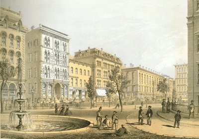 LaSalle Street z Courthouse Square, z Chicago Illustrated, z opisami literackimi Jamesa W. Sheahana, wyd. Jevne & Almini, Chicago, 1866-67 autorstwa American School