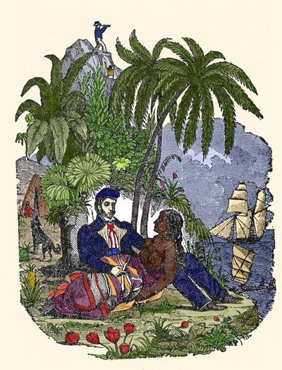 Życie piratów na wyspie Madagaskar. Grawer „Własna księga pirata” 1837. autorstwa American School