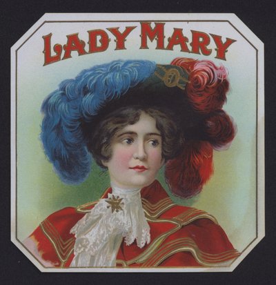 Lady Mary, etykieta na cygaro (chromolitho) autorstwa American School